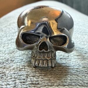 SKULL Ring Sterling STEEL Size 9-9.5 from Witch’s Estate Sale Very Cool!
